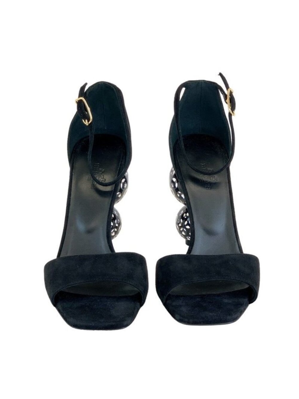 Hermes Dolly Sandals Shoes Suede Black Party - Picture 2 of 10